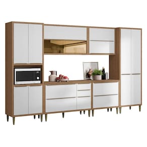 Cozinha Modulada Paola Composição 5 Carvalho Dakar Branco Brilho - Aramóveis