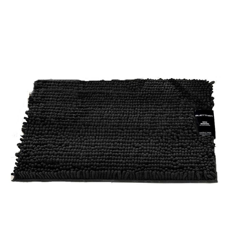 Tapete Buettner Microfibra Antiderrapante Chenille Ginko 40cmx60cm Preto