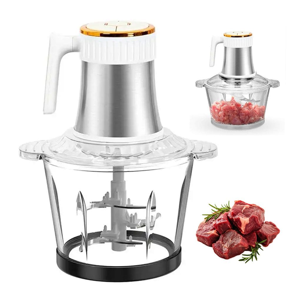 Mini Processador Eletrico Moedor de Carne 4 Laminas 3 Litros Tritura Verdura Legumes Tempero Especiarias Alimento Preparo Refeiçao Potente