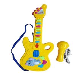 Guitarra Infantil Amarelo Microfone Luz Som Menino Menina