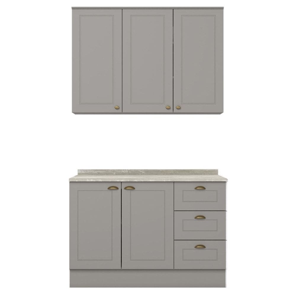 Armario Aereo E Balcao 120 cm CE169 Americana Cinza Calcare Henn