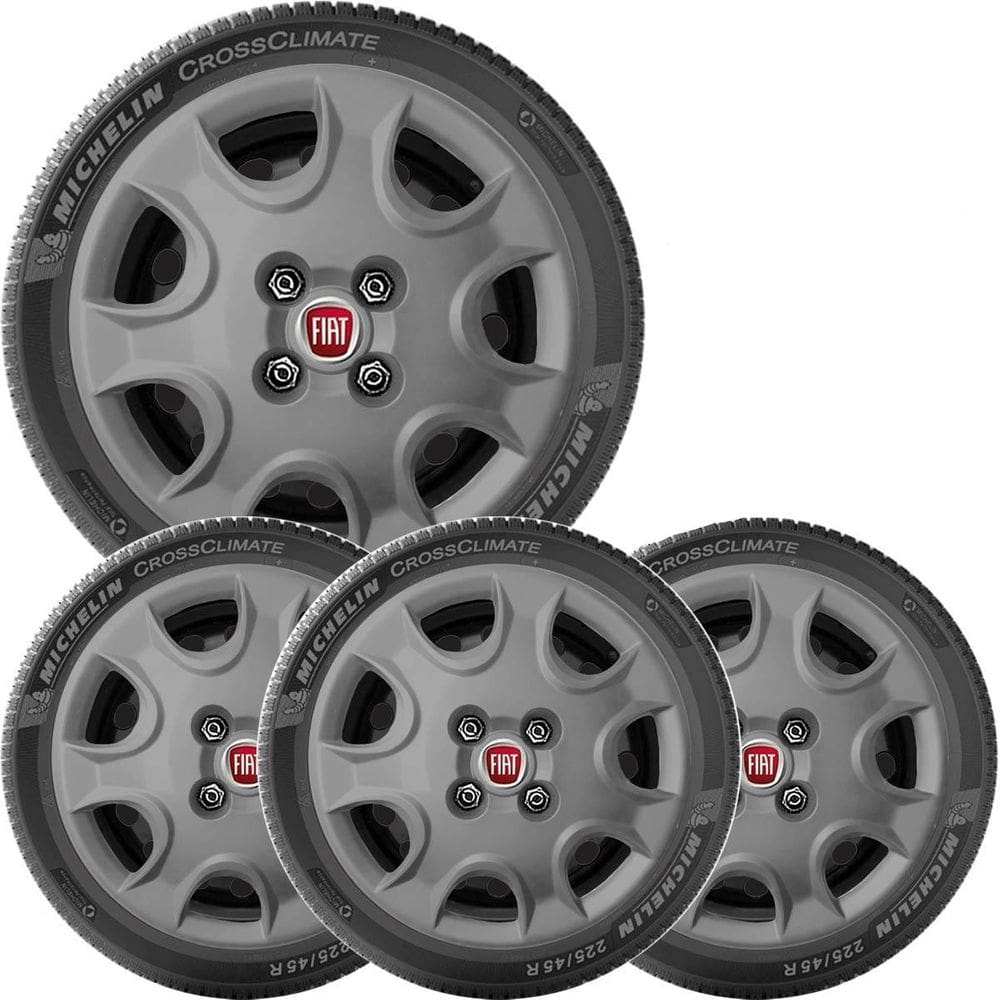 Kit 4 Calota Fiat Palio Novo Uno Siena Aro 14 Grafite 070Cb