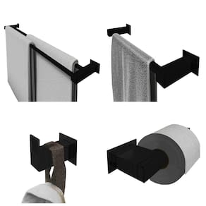 Kit Toalheiro Duplo 80Cm Inox 4 Pçs Polido Ou Preto Fosco