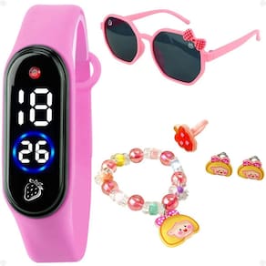 Relogio Infantil Led + Oculos Sol + Anel + Brinco Pulseira