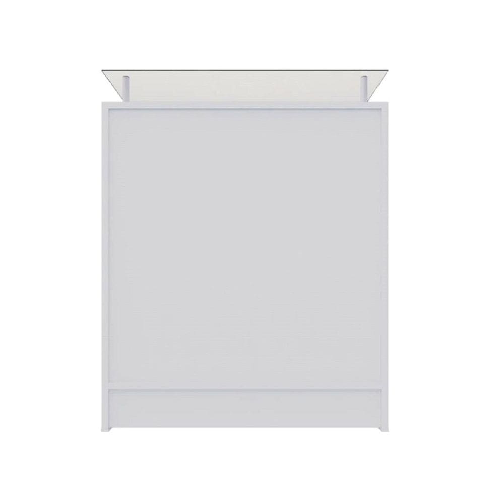 Balcão Simples Atendimento Com Vidro Branco 110X87X38Cm - Deep