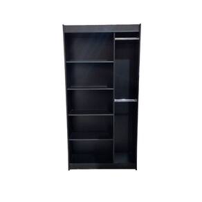 Prateleira Com Cabideiro Duplo Lateral Preto 185X92X32Cm - Deep