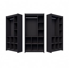 Estante Arara Nicho Lateral E Colméia Inferior Preto 185X92X32Cm - Deep