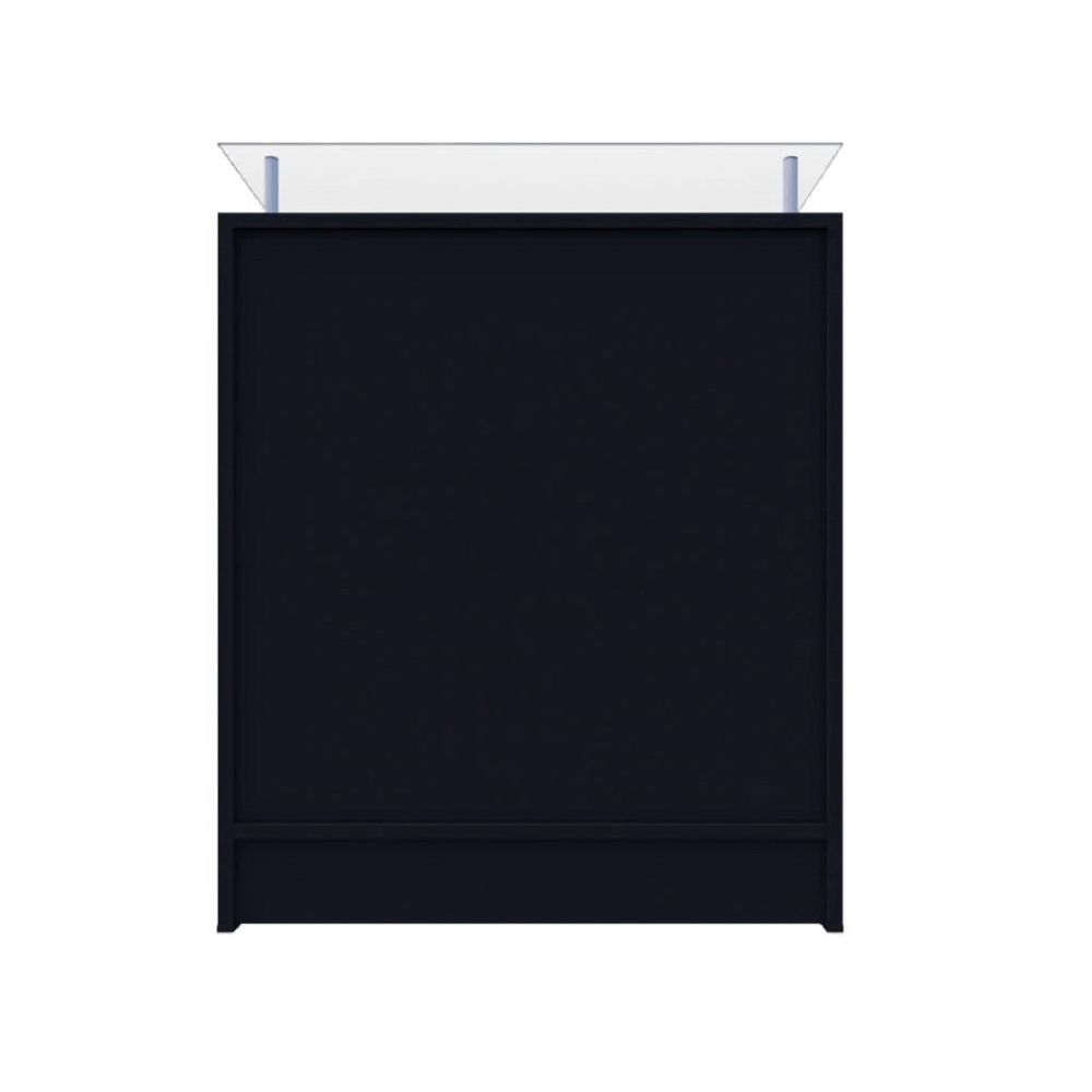 Balcão Simples Atendimento Com Vidro Preto 110X87X38Cm - Deep