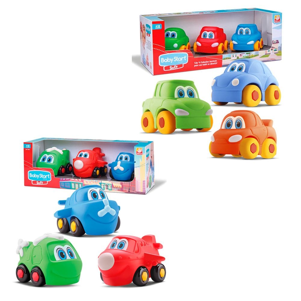 6 Brinquedo Vinil Infantil Carro Avião Helicóptero Carrinhos