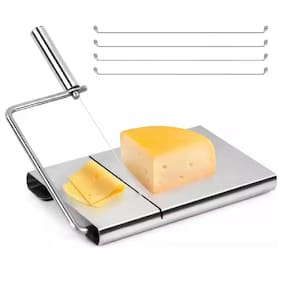 Cortador E Fatiador De Queijos Com Bandeja Em Inox Fio Manual Multifuncional Para Frutas Frios Legumes E Bolo Cozinha Pr