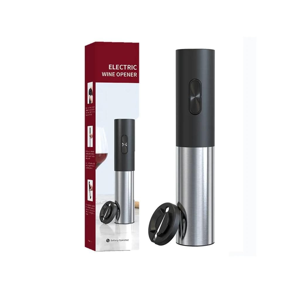 Abridor De Vinhos Eletrico Automatico Saca Rolhas Em Inox Portatil Premium Funciona A Pilha Ideal Para Adega E Uso Domes