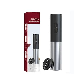 Abridor De Vinhos Eletrico Automatico Saca Rolhas Em Inox Portatil Premium Funciona A Pilha Ideal Para Adega E Uso Domes