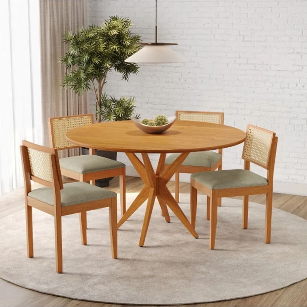 Mesa Simpatia 1,08 4 Cadeiras Jade Linho JCM Cinamomo