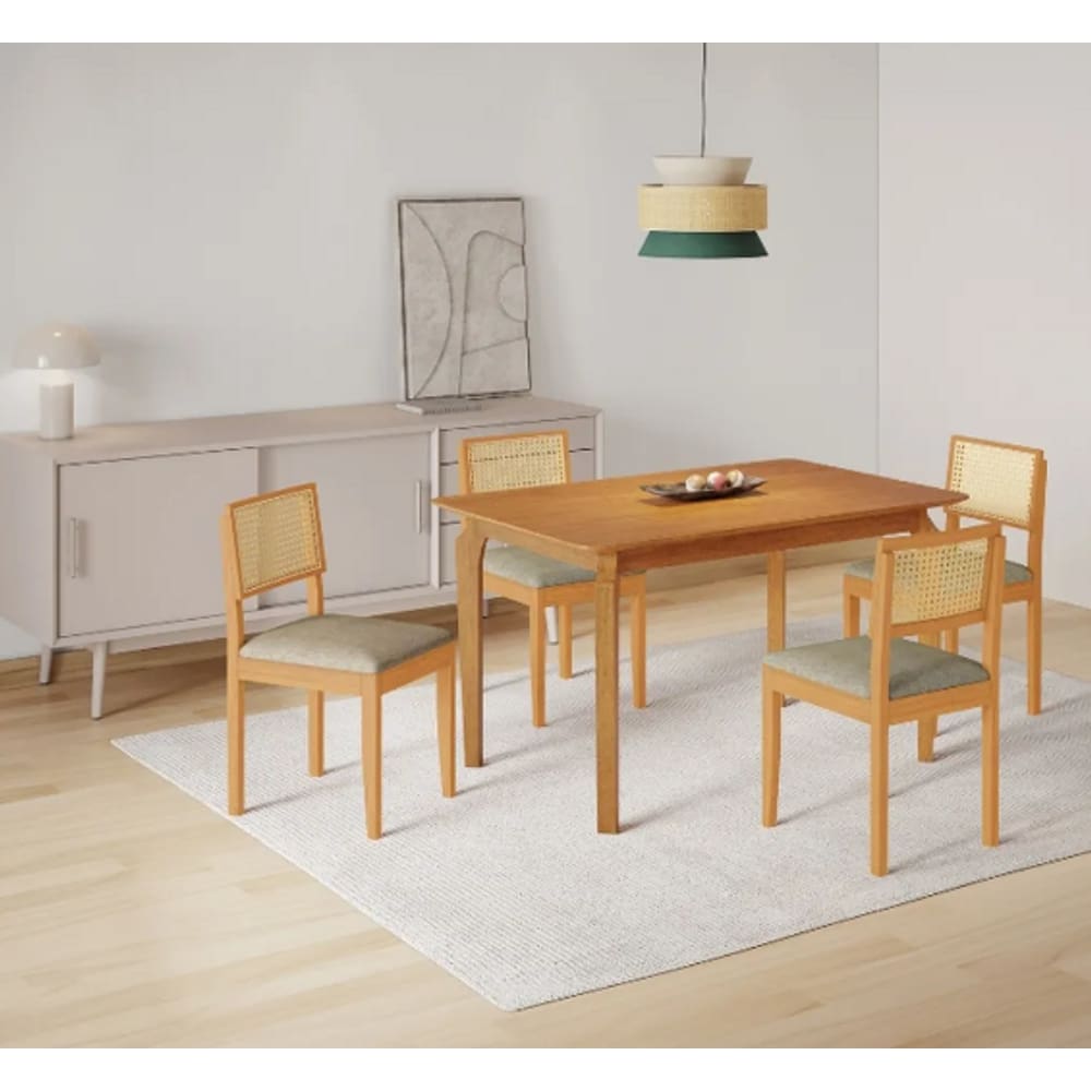 Mesa Alegra 4 Cadeiras Jade 1,20M Linho Cinza JCM - Cinamomo