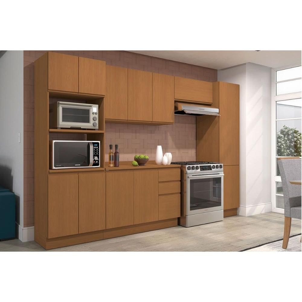 Kit Cozinha Completa 6 Peças Ciela (2Aéreos+1Balcão+1Paneleiro+1TorreQuente+1Complemento) C6P94 Canela - Kappesberg