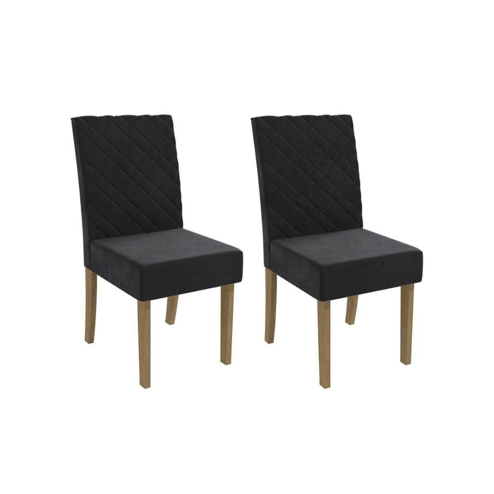 Kit 2 Cadeiras de Cozinha 2CAD133 2 Un Canela/Suede Preto - Kappesberg