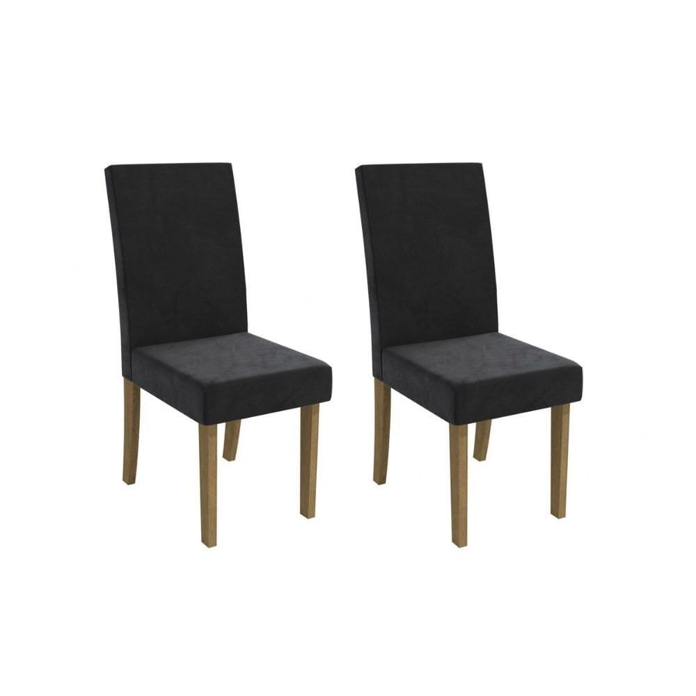 Kit 2 Cadeiras de Cozinha 2CAD131 2 Un Canela/Suede Preto - Kappesberg