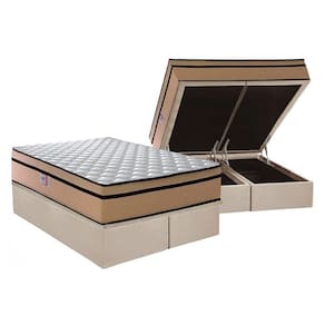 Cama Box Baú Queen: Colchão Espuma D45 Plumatex Plumatex Selectus 24 + Base Universal Suede Clean CRC (158x198)