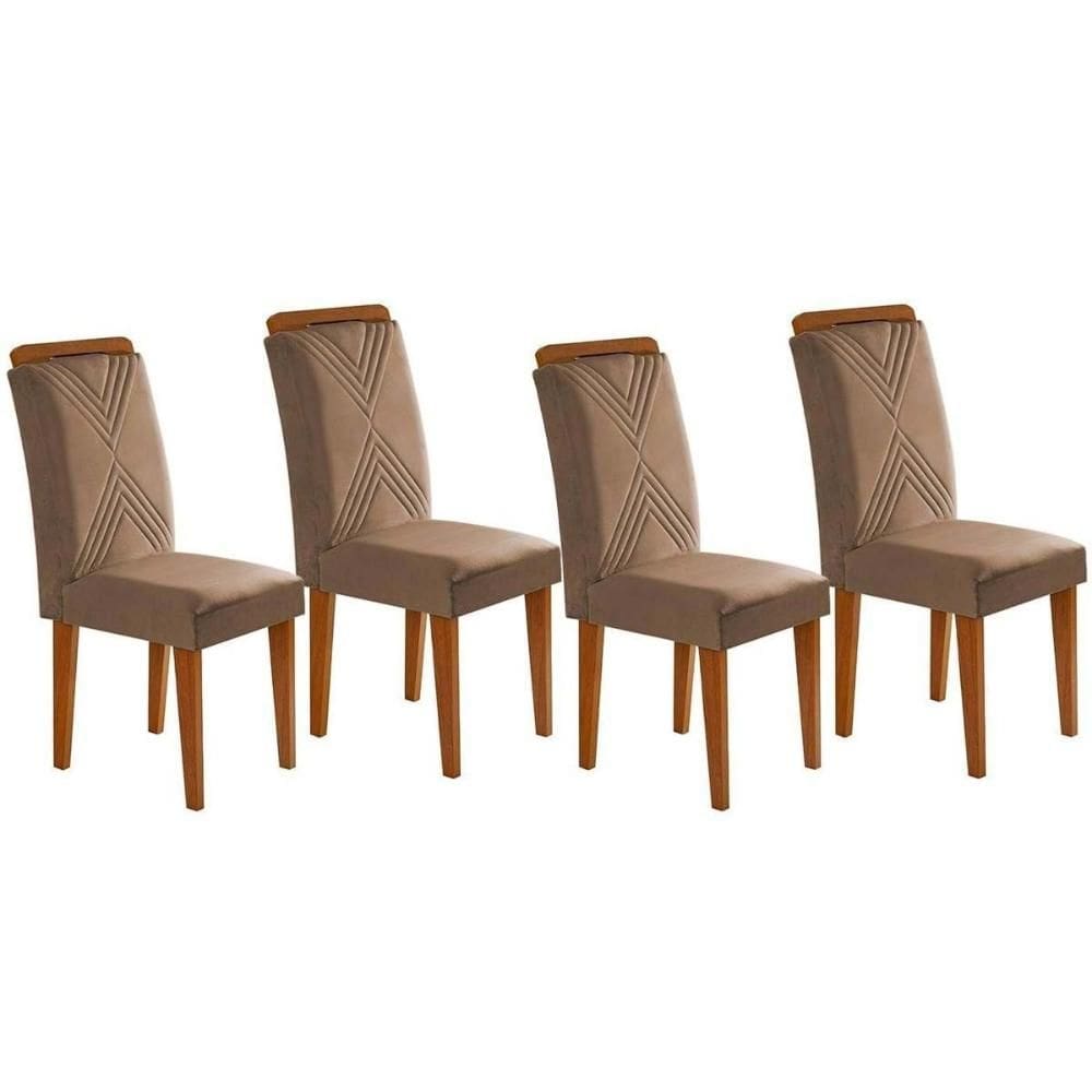 Kit 2 Cadeiras de Cozinha Amsterdã 4 Un Capuccino/Suede Capuccino - Rufato