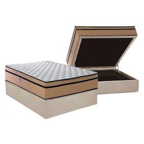 Cama Box Baú Casal: Colchão Ortopédico Plumatex D45 Plumatex Selectus 24 + Base Universal Suede Clean CRC (138x188)