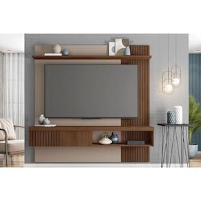 Painel Quarto p/ TV até 65 Pol Jade Ripada 180x183cm Fendi/Havana - Caemmun