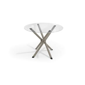 Mesa p/ Cozinha Volga c/ Tampo de Vidro Redondo 95cm Niquel - Kappesberg