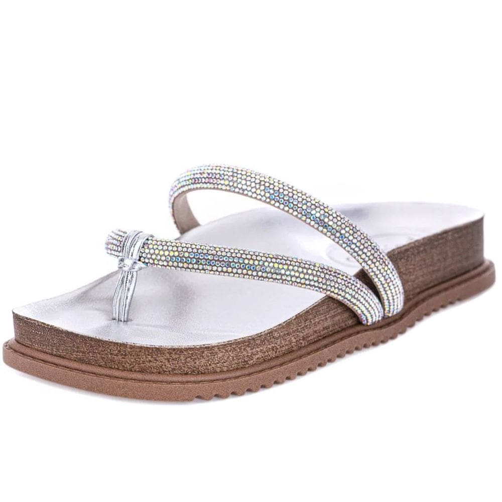 Chinelo Feminino Flat Strass Conforto Metalizado Beira Rio
