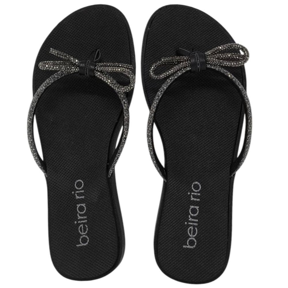 Chinelo Feminino Tira Strass Laço Conforto Praia Beira Rio