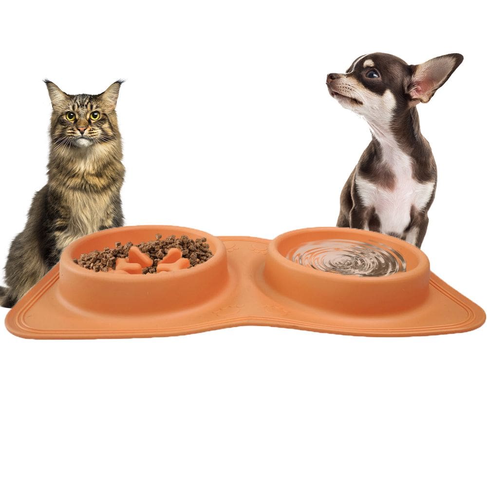 Comedouro Bebedouro Silicone 2 Em 1 Cachorro Gato Pet Animais Raçao Agua Dobravel Portatil