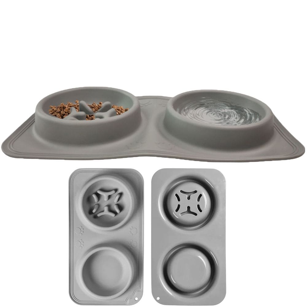 Comedouro Bebedouro Silicone 2 Em 1 Pet Gato Cachorro Animais Estimaçao Raçao Agua Portatil Silicone Viagem