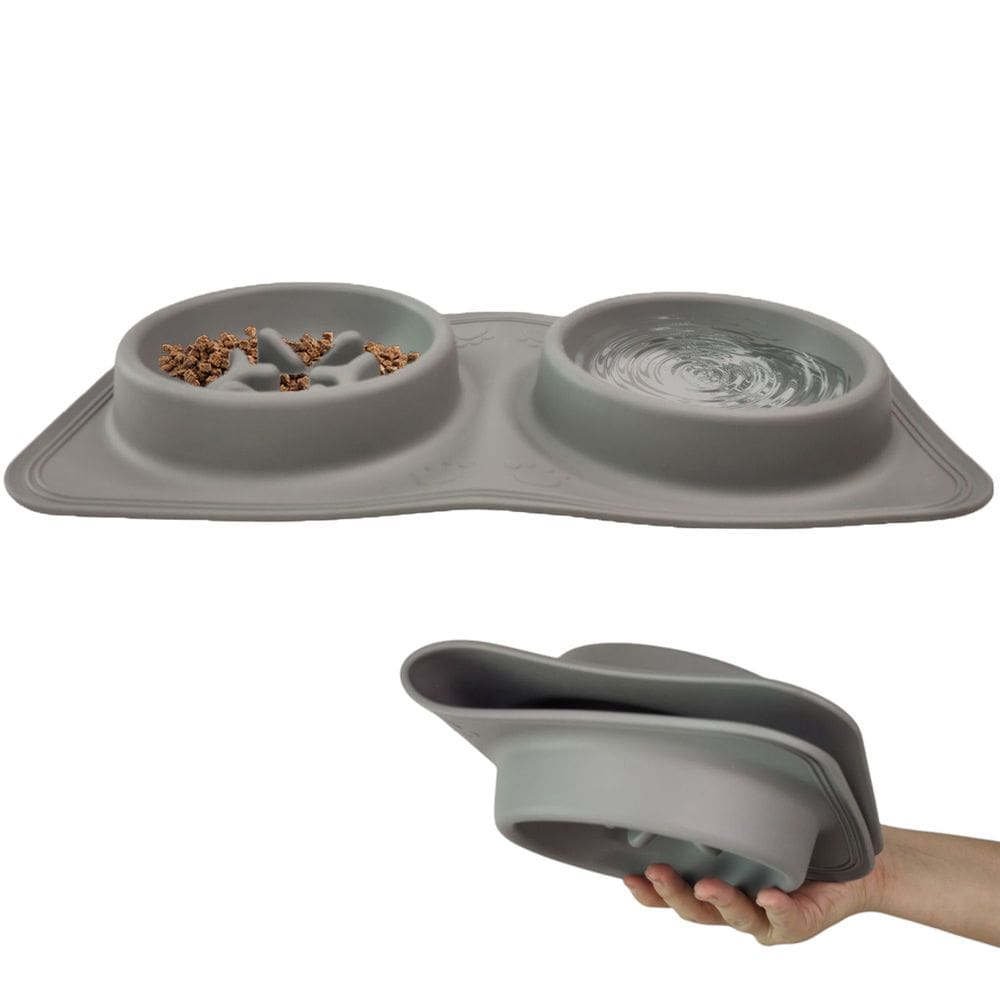 Comedouro Bebedouro Silicone 2 Em 1 Cachorro Pet Gato Animais Raçao Comida Hidrataçao Agua Passeio