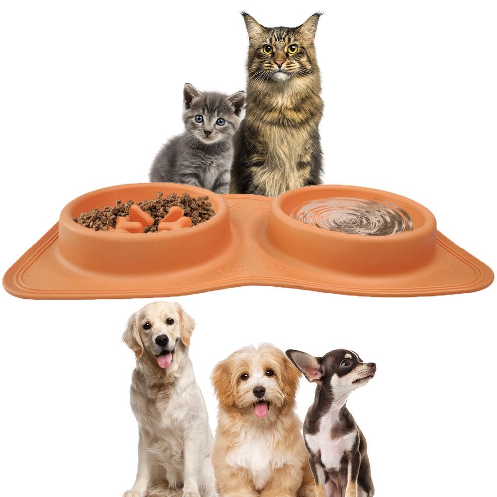 Comedouro Bebedouro Silicone 2 Em 1 Cachorro Gato Pet Tapete Dobravel Portatil Animais Estimaçao Viagem