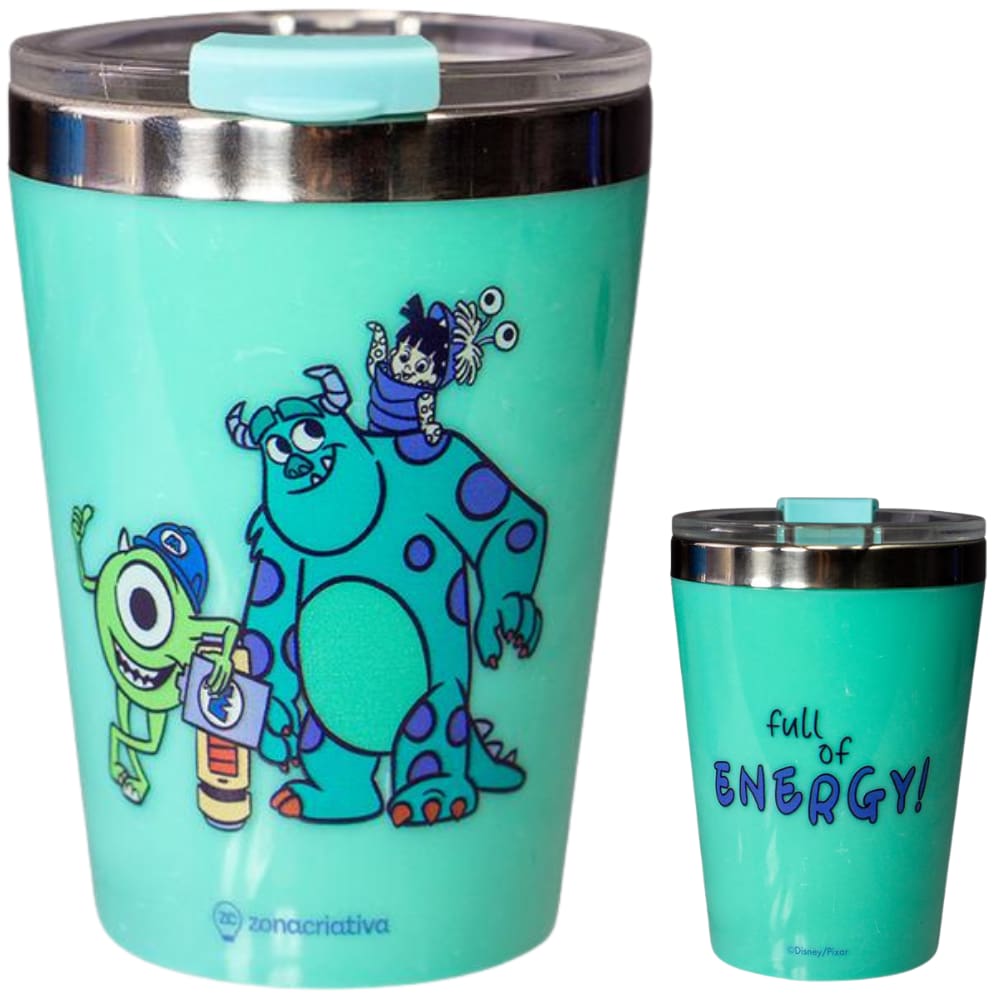 Copo Sullivan E Mike Wazowski Quente Gelado 300ml Com Tampa Oficial Monstros S. A.
