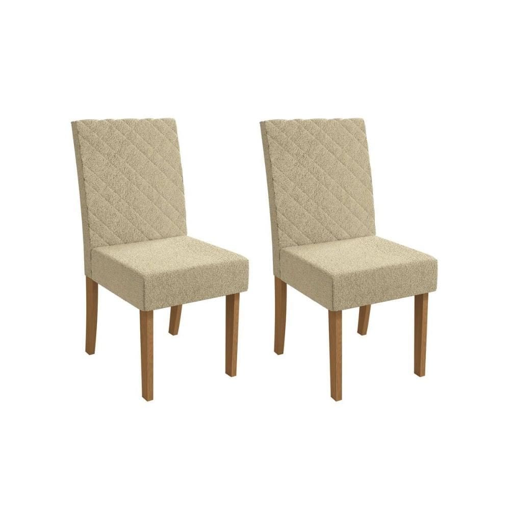 Cadeira de Cozinha 2CAD133 Kit 2 Un Canela/Boucle Bege - Kappesberg