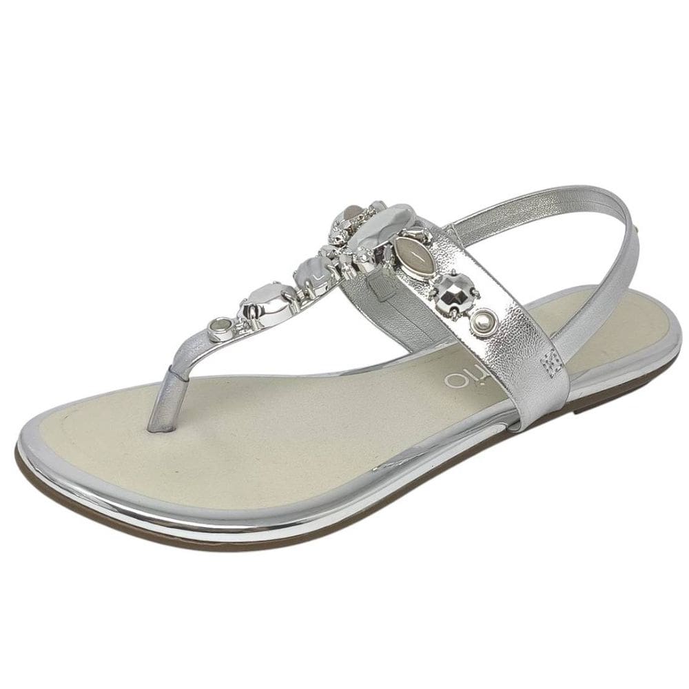 Sandália Feminina Rasteira Tira Pedrarias Conforto Beira Rio