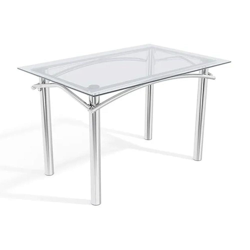 Mesa p/ Cozinha Elba c/ Tampo de Vidro 120cm Cromada - Kappesberg