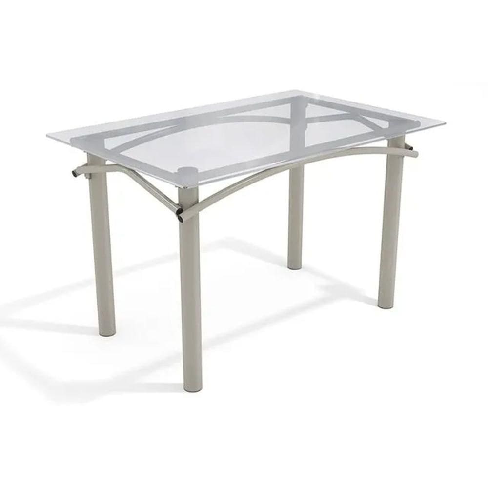 Mesa p/ Cozinha Elba c/ Tampo de Vidro 120cm Niquel - Kappesberg