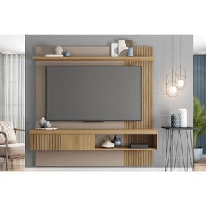 Painel Quarto p/ TV até 65 Pol Jade Ripada 180x183cm Buriti/Fendi - Caemmun
