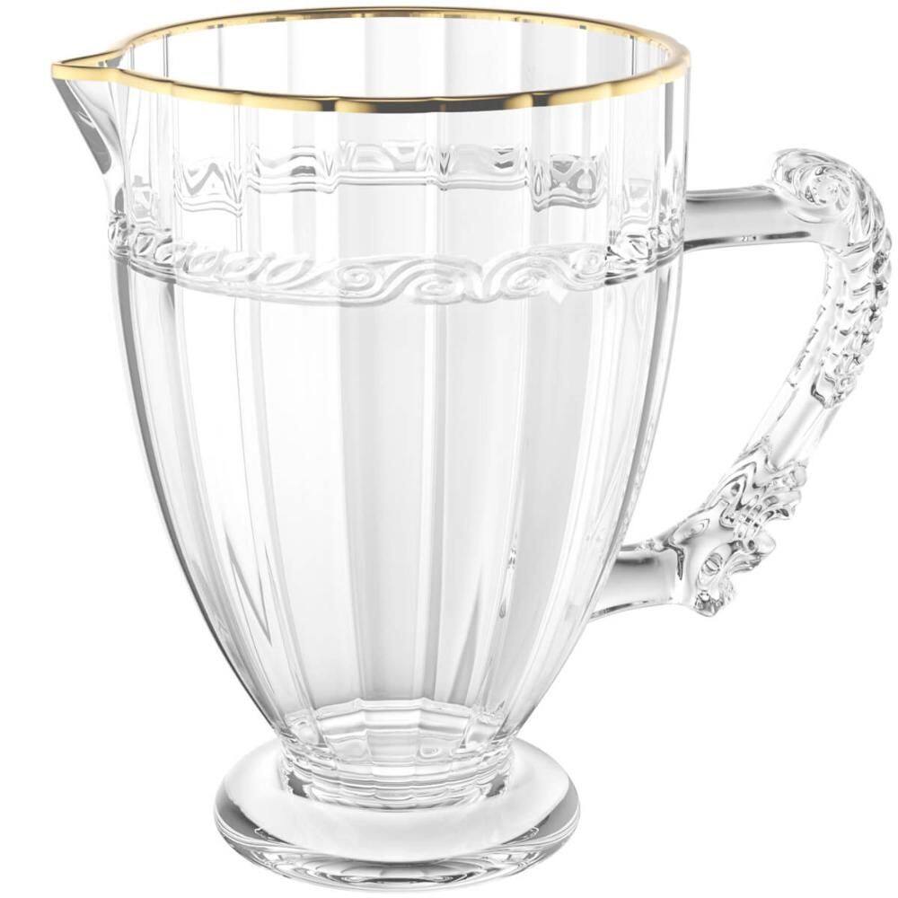 Jarra Cristal Lyor 1,3L Fio de Ouro Imperial Alça para Servir Água Sucos Vitaminas