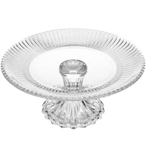 Prato Porta Bolo com Pé Cristal Renaissance 25cm Boleira Lyor Tortas Incolor