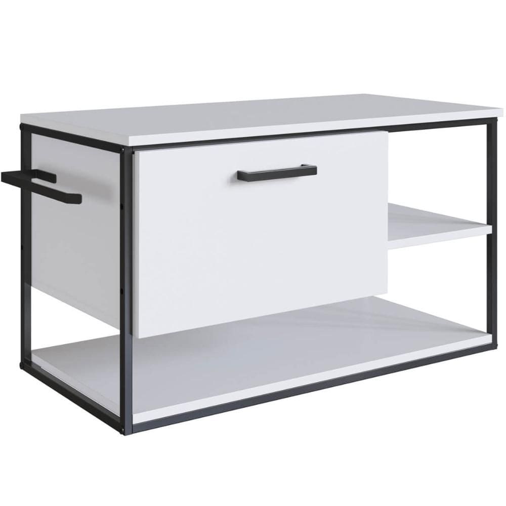 Gabinete Suspenso de Banheiro 80cm Branco Estilo Industrial Sem Cuba Placa e Ponto