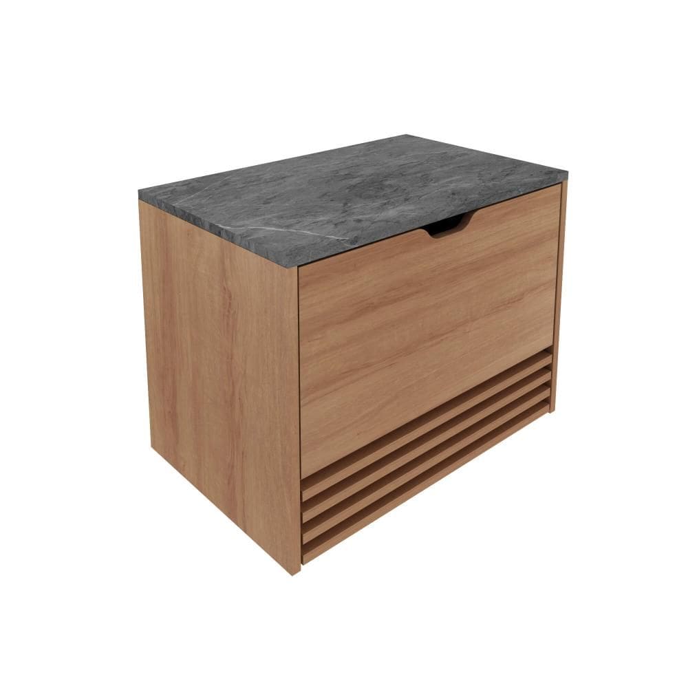Balcão Gabinete Suspenso 60cm com 1 Porta e 1 Gaveta BN3613 Amêndoa/Mármore Lunar SEM CUBA