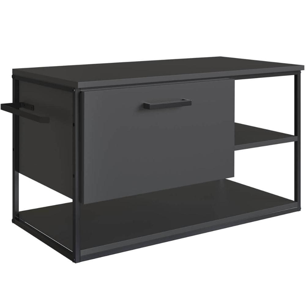 Gabinete Suspenso para Banheiro 80cm Preto e Grafite Estilo Industrial sem Cuba Placa e Ponto