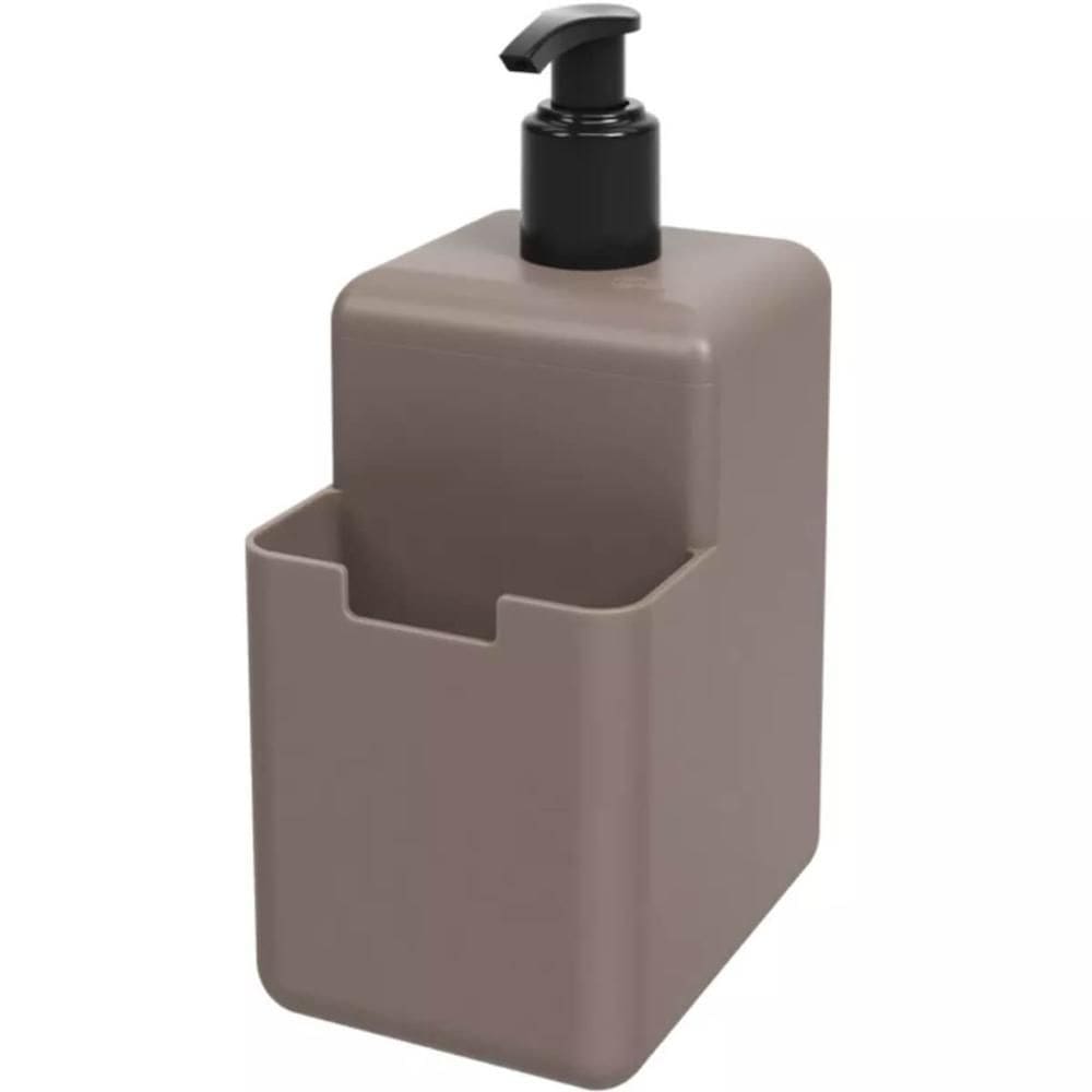 Dispenser 500ml Porta Detergente e Esponja 10x8x18,2 Coza Single Sabão Líquido Cinza Quente