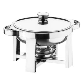 Rechaud Redondo Aço Inox 1,5L com Tampa e Queimador Buffet Restaurante Hotel Zanella