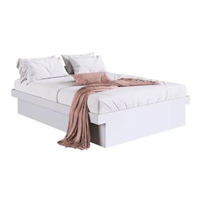Cama Casal com Box Baú Branco MDP Bogotá Organizador Coberto