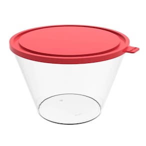 Pote com Tampa 3,8L Redondo Crippa Porta Mantimentos Transparente e Vermelho Plástico