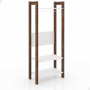 Closet de Quarto com 3 Prateleiras Guarda Roupas Branco Nogal Armário AZ1029 Tecnomobili