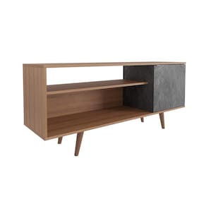 Rack Para TV até 42`` Com 1 Porta Lateral R1486 Amêndoa/Mármore Lunar