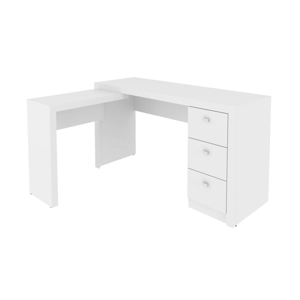 Mesa para Escritório com Mesa de Apoio e 3 Gavetas ME4101 Branco Tecnomobili